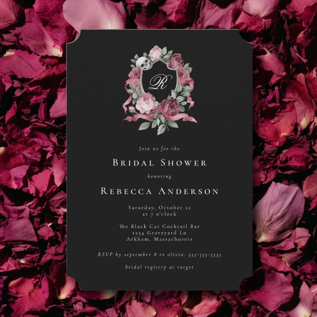 Invitación Boda gótica Escudo Rosas Skull Bridal Shower (Subido por el creador)