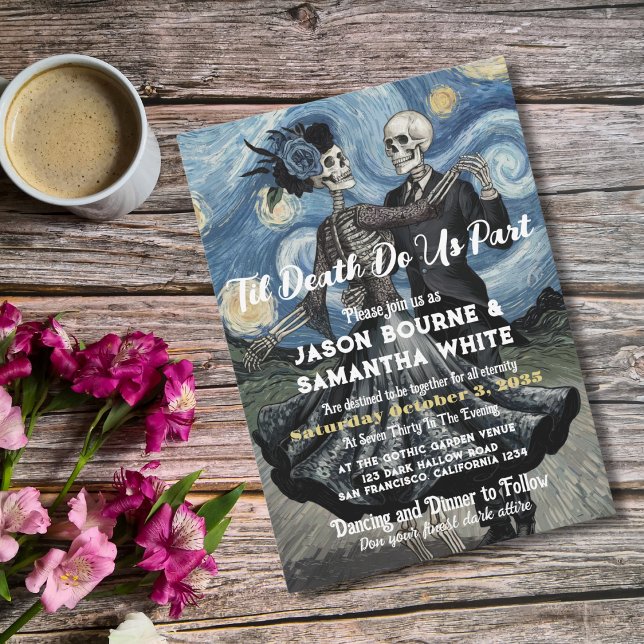Invitación Boda Gótica Esqueletos Lindos Bailan al Estilo de  (Subido por el creador)