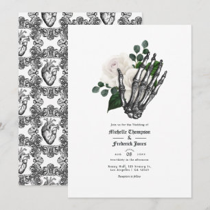 Invitación Boda Gótica Floral Blanca