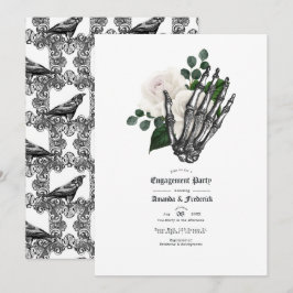 Invitación Boda Gótica Floral Blanca Fiesta de Compromiso