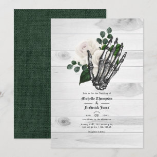 Invitación Boda Gótica Floral Blanca Rústica