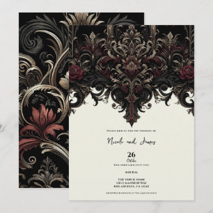 Invitación Boda Gótica Floral Ornata Elegante