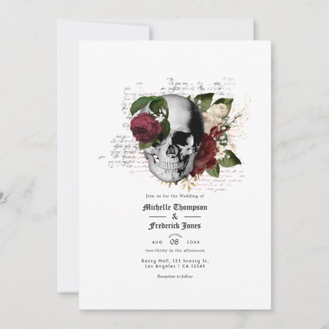 Invitación Boda Gótica Floral Rústica de Otoño (Anverso)