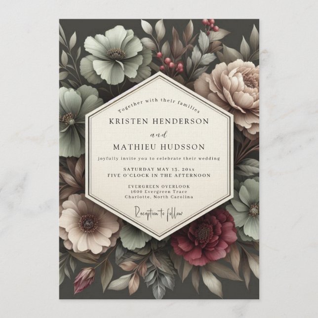 Invitación Boda Gótica Malhumorada con Carbón (Anverso)