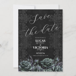 Invitación Boda gótica negra victoriana salva la fecha