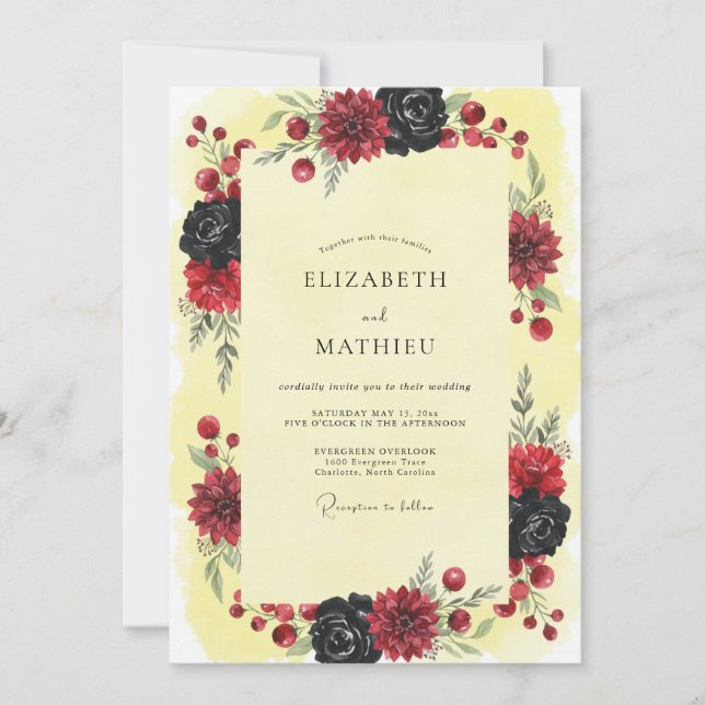 Invitación Boda Gótica Opulenta de Borgoña (Anverso)