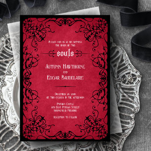 Invitación Boda Gótica Rojo Negro
