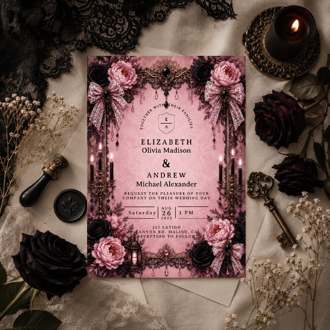 Invitación Boda Gótica Romántica Rosa (Subido por el creador)