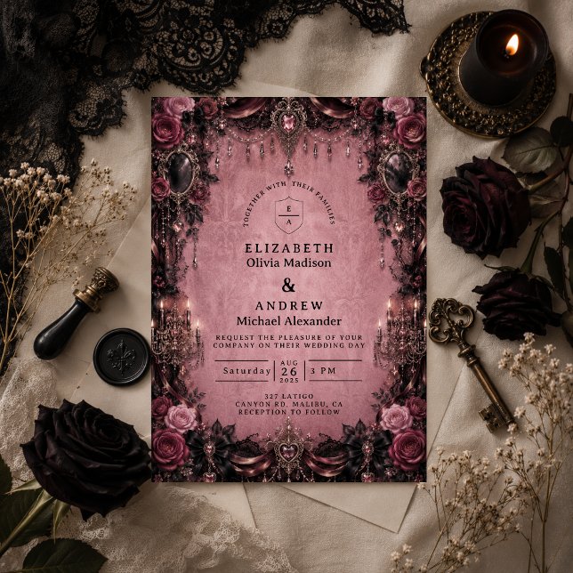 Invitación Boda Gótica Rosa Caprichosa (Subido por el creador)