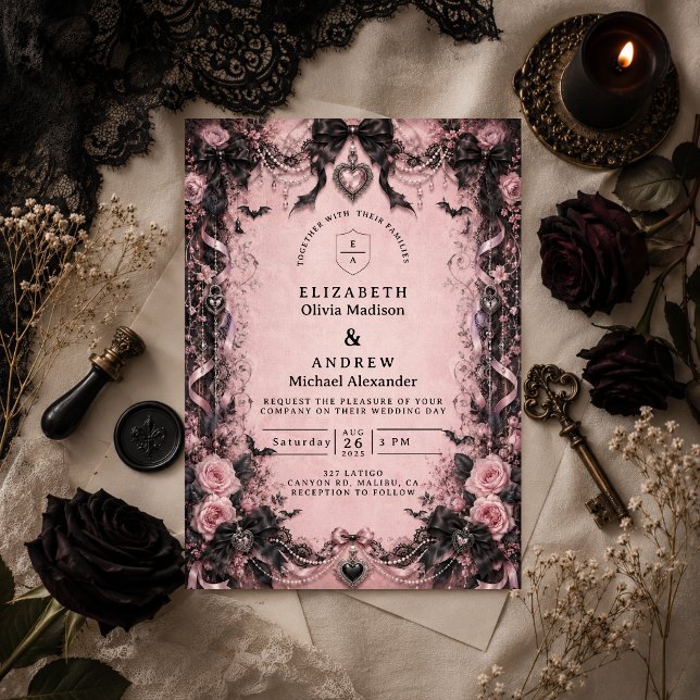 Invitación Boda Gótica Rosa Elegante (Subido por el creador)