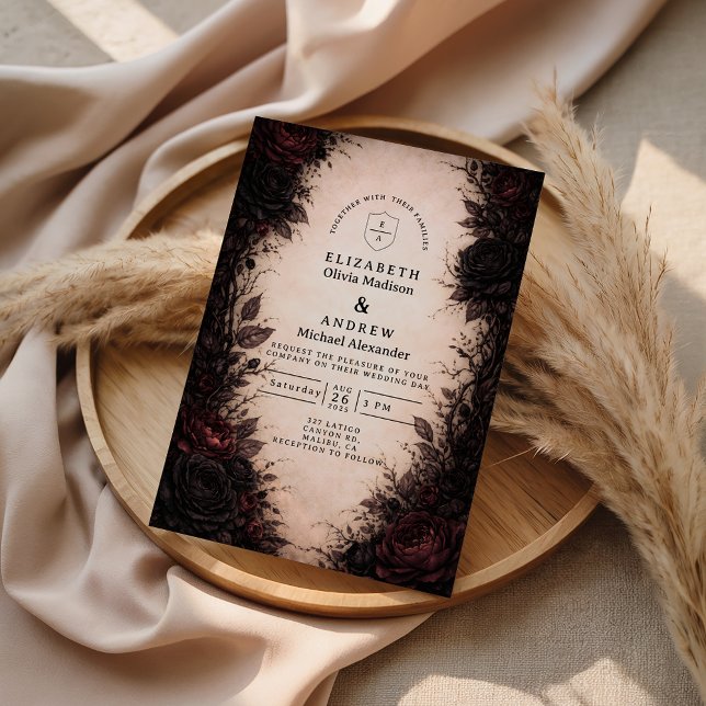 Invitación Boda Gótica Rosa Oscura (Subido por el creador)