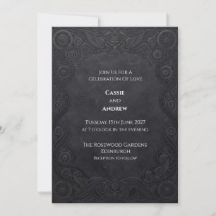 Invitación Boda Gótica Steampunk con Carbón