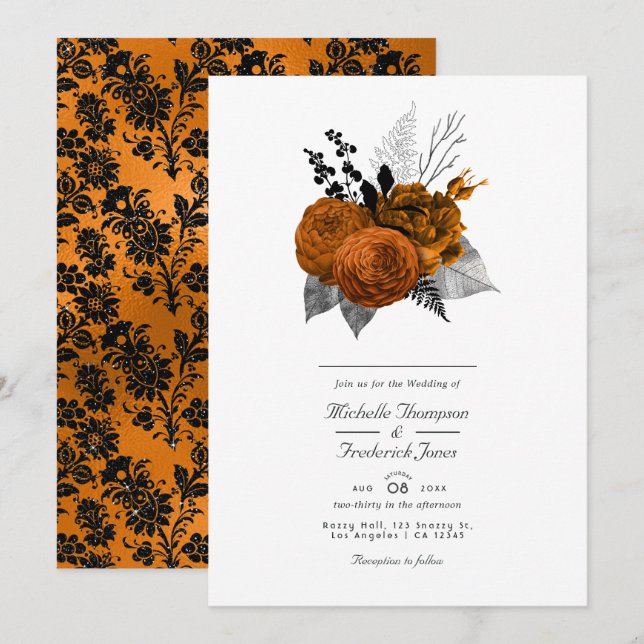 Invitación Boda gótica vintage (Anverso / Reverso)