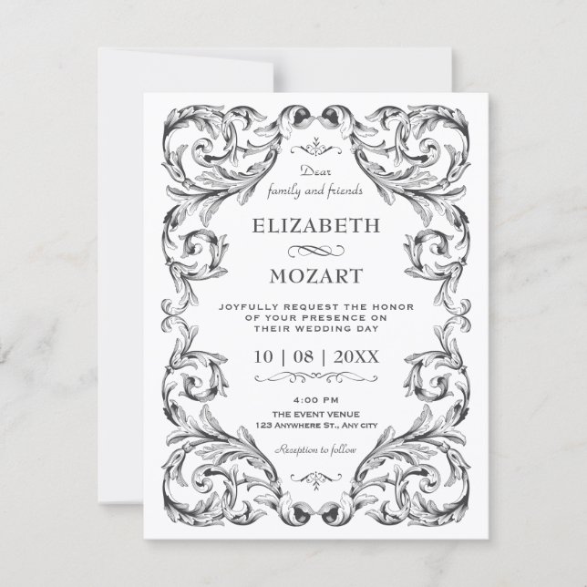 Invitación Boda gótica vintage (Anverso)