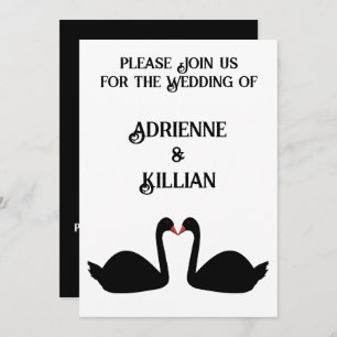 Invitación Boda gótico besando a los cisnes negros boda perso