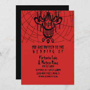 Invitación Boda gótico Chandelier Spider Red Black