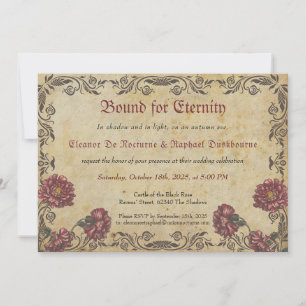 Invitación Boda gótico con flores oscuras