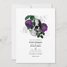 Invitación Boda gótico de cráneo morado floral