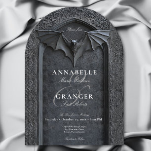 Invitación Boda gótico de Halloween Black Bat & Arch