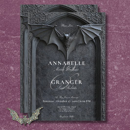 Invitación Boda gótico de Halloween Black Bat & Arch