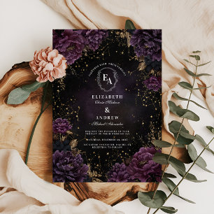 Invitación Boda gótico de la Galaxia Púrpura de la Medianoche