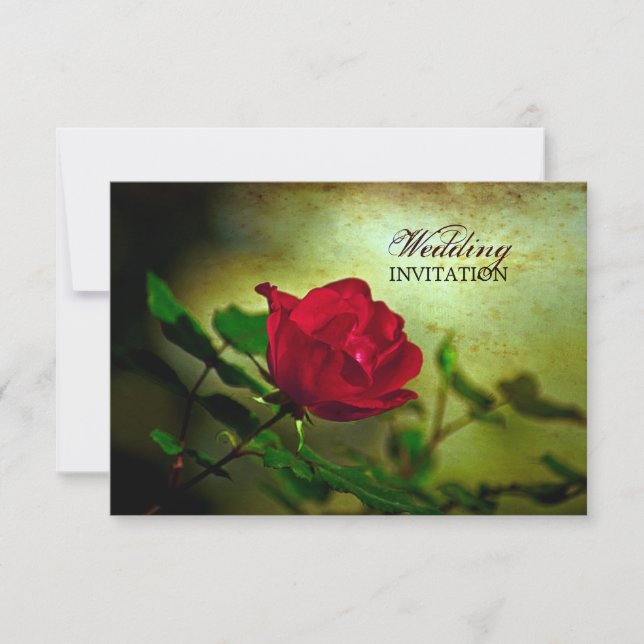 Invitación boda gótico de steampunk rojo de jardín (Anverso)