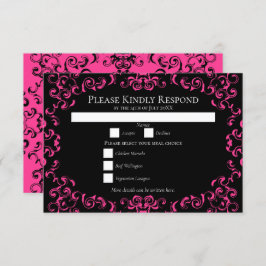 Invitación Boda gótico de Swirl Hot Pink and Black Swirl