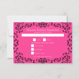 Invitación Boda gótico de Swirl Hot Pink and Black Swirl