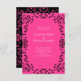 Invitación Boda gótico de Swirl Hot Pink and Black Swirl