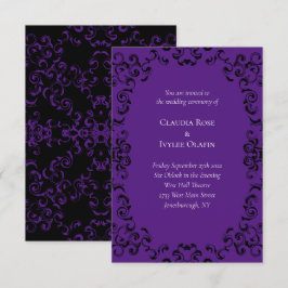 Invitación Boda gótico de Swirl Morado y Negro
