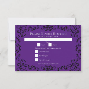 Invitación Boda gótico de Swirl Morado y Negro