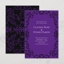 Invitación Boda gótico de Swirl Morado y Negro