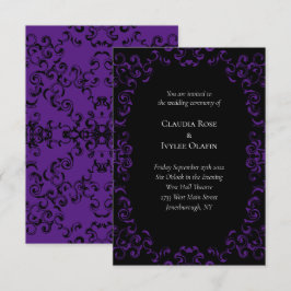 Invitación Boda gótico de Swirl Morado y Negro