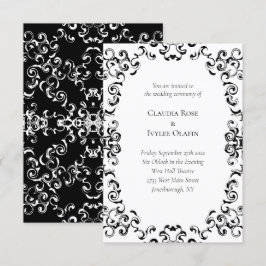 Invitación Boda gótico de Swirl negro y blanco