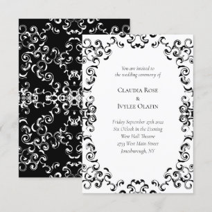 Invitación Boda gótico de Swirl negro y blanco
