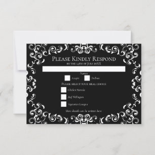 Invitación Boda gótico de Swirl negro y blanco