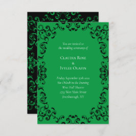Invitación Boda gótico de Swirl verde y negro