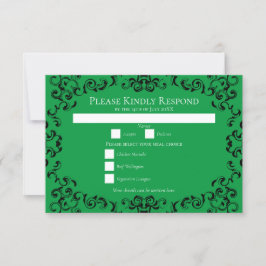 Invitación Boda gótico de Swirl verde y negro