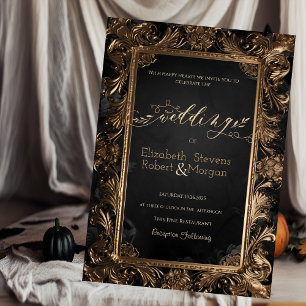 Invitación Boda gótico del marco vintage de los rosas