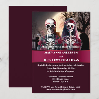 Invitación Boda gótico del rosa burgundy de la novia