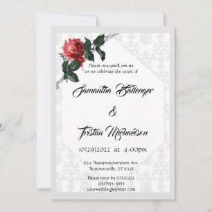 Invitación Boda gótico del Rosa de Damask con alambre de púas