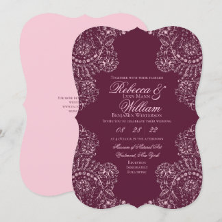 Invitación Boda gótico elegante de color rosa mauve Wine Lace