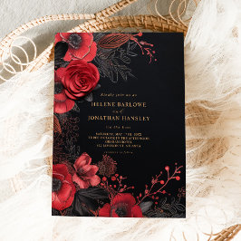 Invitación Boda gótico elegante floral oscuro Moody