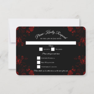 Invitación Boda gótico elegante floral rojo profundo