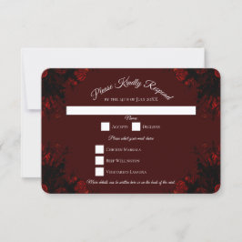 Invitación Boda gótico elegante floral rojo profundo