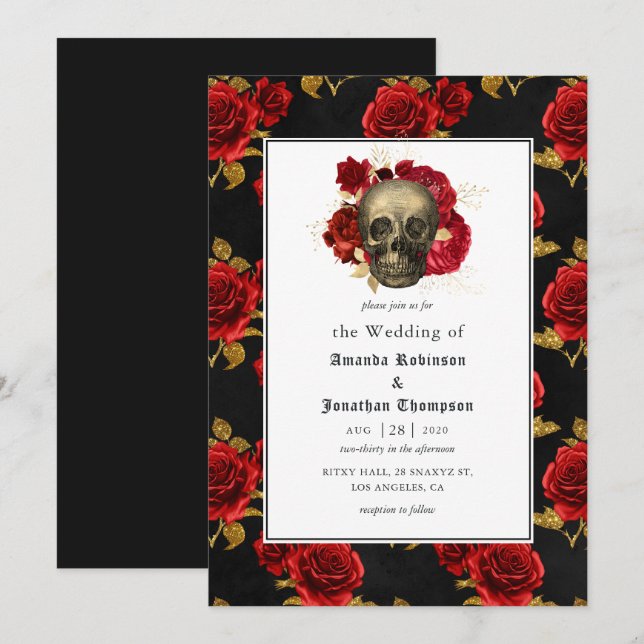 Invitación Boda gótico floral (Anverso / Reverso)