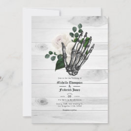 Invitación Boda gótico floral de flor blanca rústica