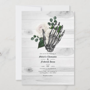 Invitación Boda gótico floral de flor blanca rústica