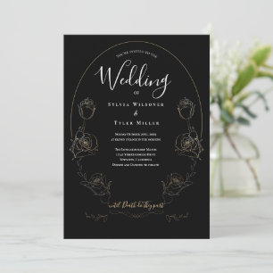 Invitación Boda gótico floral negro