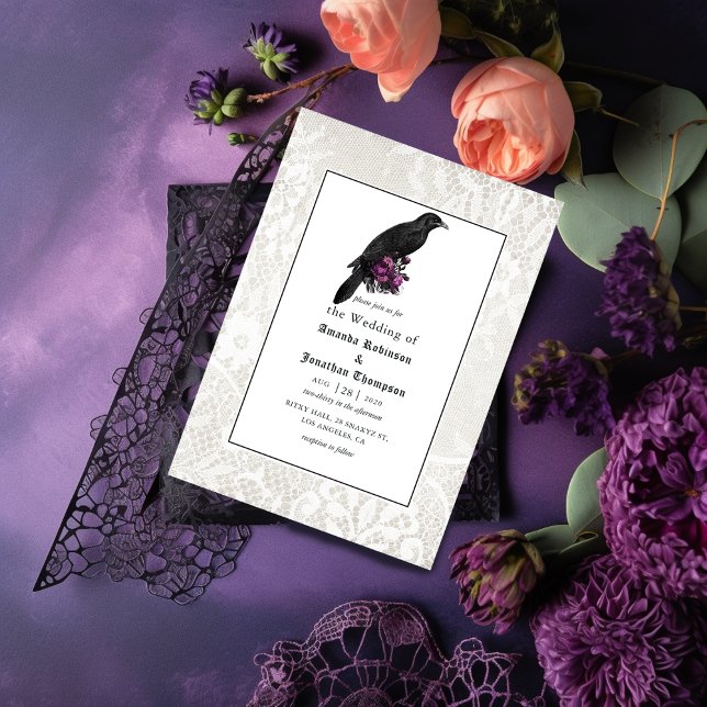 Invitación Boda gótico floral y de encaje (Subido por el creador)